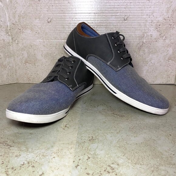 Bruno Marc Other - Bruno Marc Mens Gray & Blue Casual Leather Canvas Oxford Shoes Size 12
